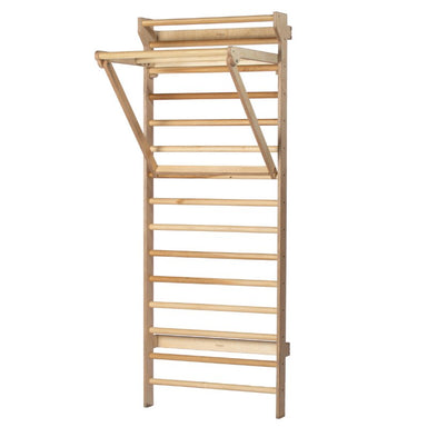 beyond balance wood training station swedish ladder poplar pull up bar high diagonal white background
