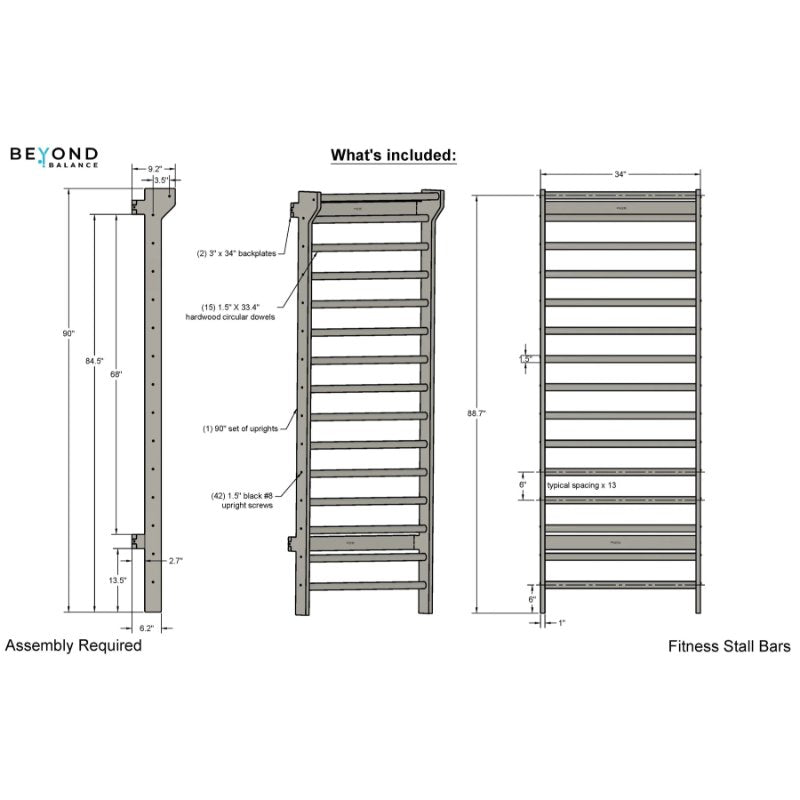 beyond balance wooden stall bars dimensions