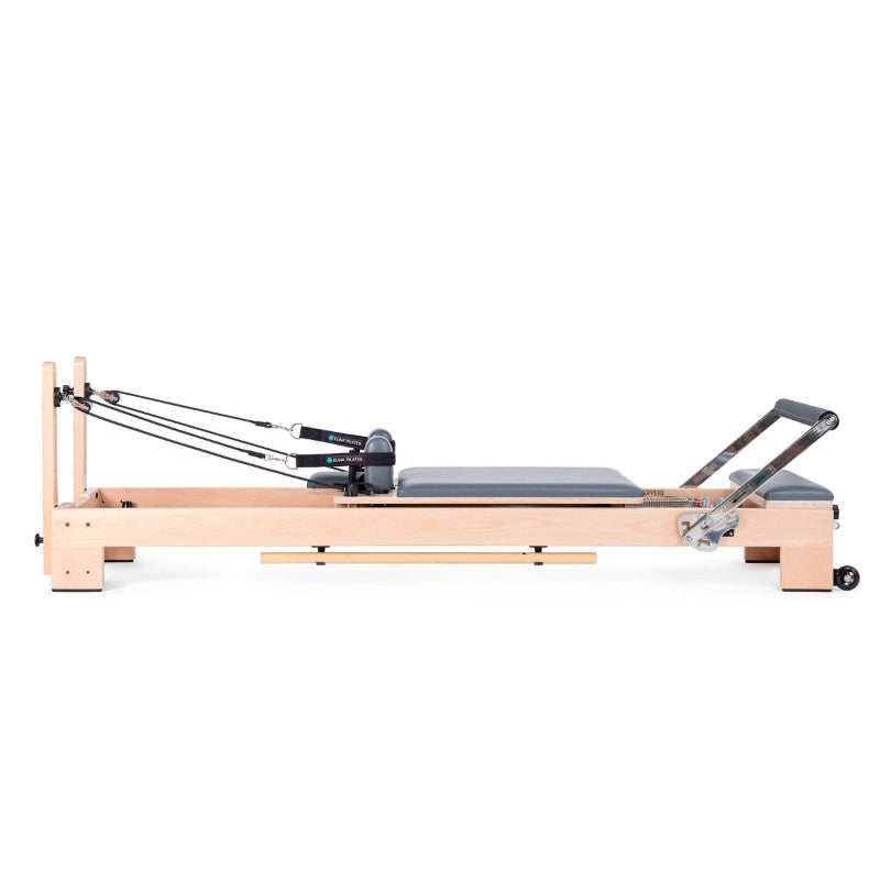 elina pilates wooden reformer lignum side view white background