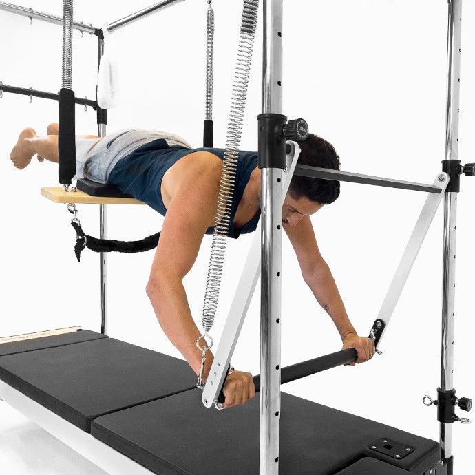 Align-Pilates C8-Pro Cadillac-Reformer Combo Mens exercise hanging