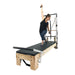 Align-Pilates M8-Pro Half Cadillac with model diagonal view for Mattress Converter white background