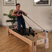 Align-Pilates M8-Pro Pilates Reformer model rope work in studio diagonal view for tower half cadillac