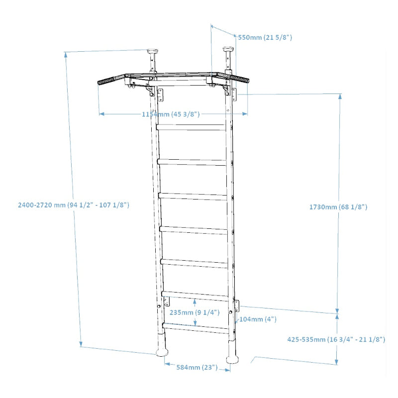 BenchK 521 Floor-to-Ceiling Swedish Ladder dimensions