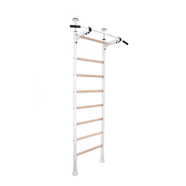 BenchK 521 Floor-to-Ceiling Swedish Ladder in White Diagonal with white background
