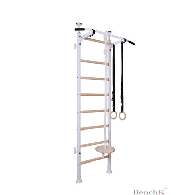BenchK 521 Floor-to-Ceiling Swedish Ladder with Gymnastics Package Diagonal White Background