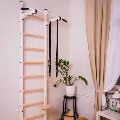 BenchK 521 Floor-to-Ceiling Swedish Ladder with Gymnastics Package Diagonal in house