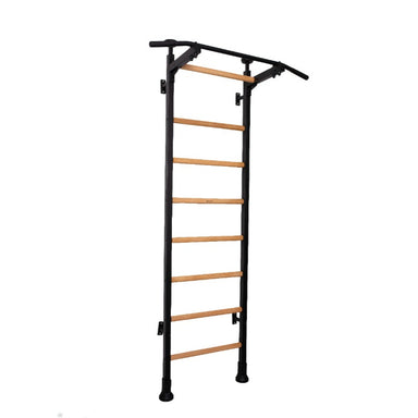 BenchK Floor-to-Ceiling Swedish Ladder in black diagonal white background