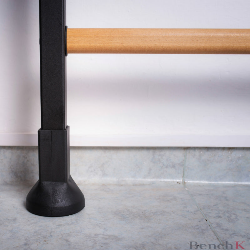 BenchK Floor-to-Ceiling Swedish Ladder in black floor mounting close-up