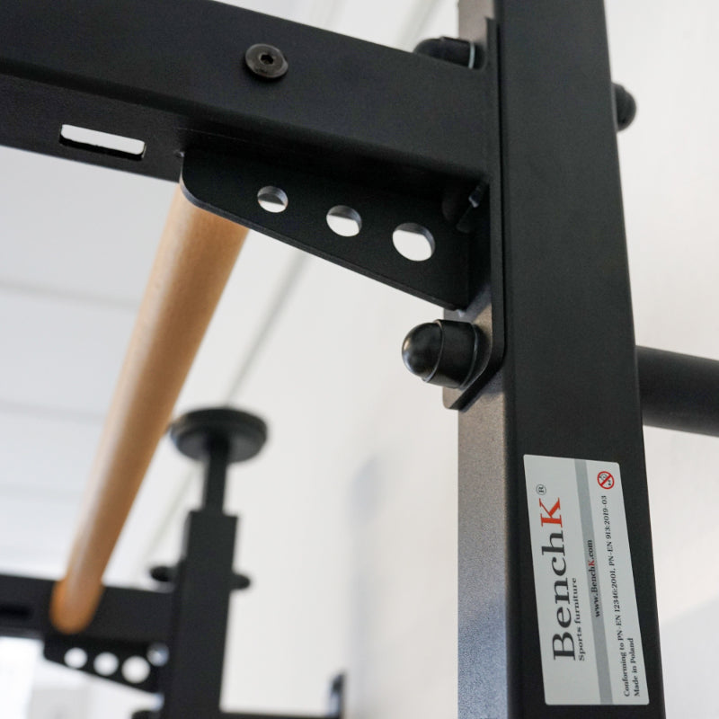 BenchK Floor-to-Ceiling Swedish Ladder in black rivets close-up