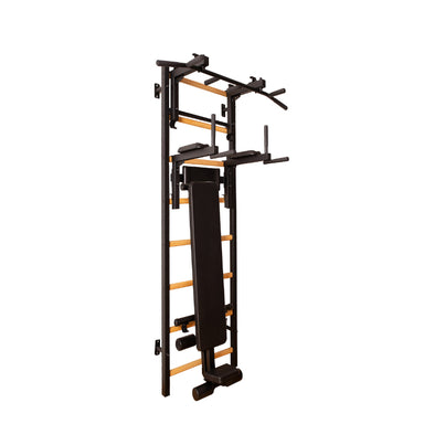 BenchK Swedish Ladder 233B With Bench Rack and Dip Bar Black With White Background