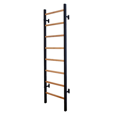 BenchK Swedish Ladder Steel and Beech Wood Black 200B diagonal with white background