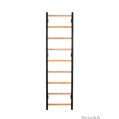 BenchK Swedish Ladder Steel and Beech Wood Black 700B Centered White Background