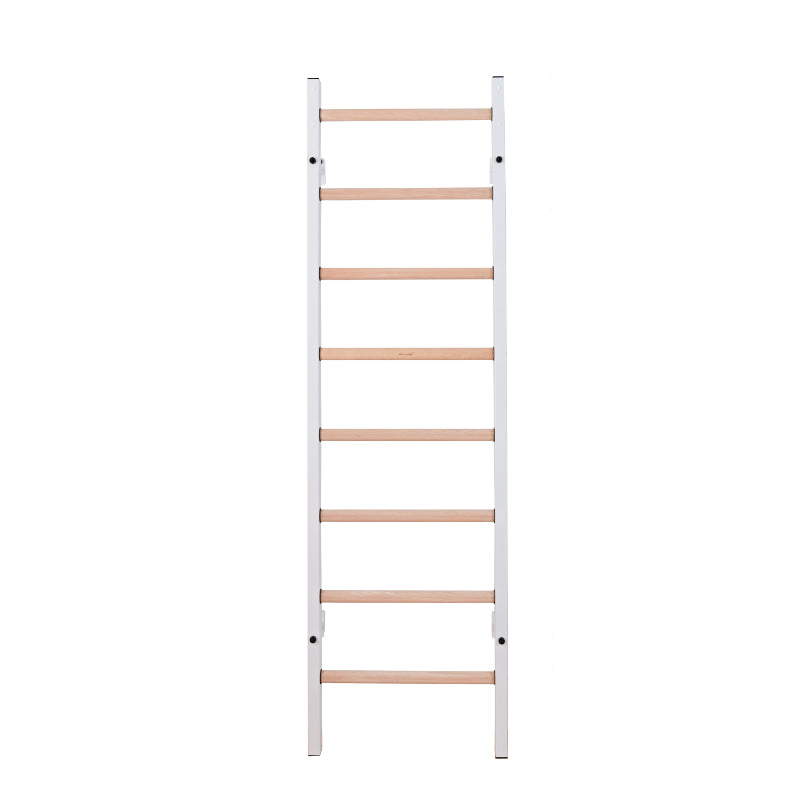 BenchK Swedish Ladder Steel and Beech Wood White 200W centered with white background