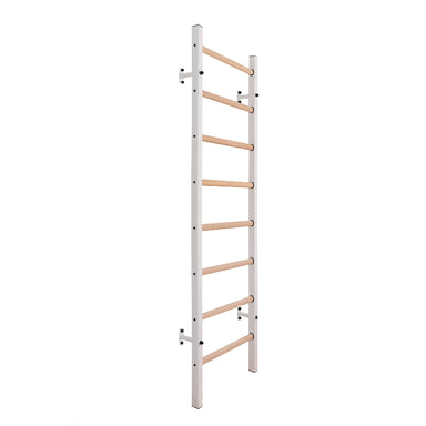BenchK Swedish Ladder Steel and Beech-Wood white 200W diagonal with white background