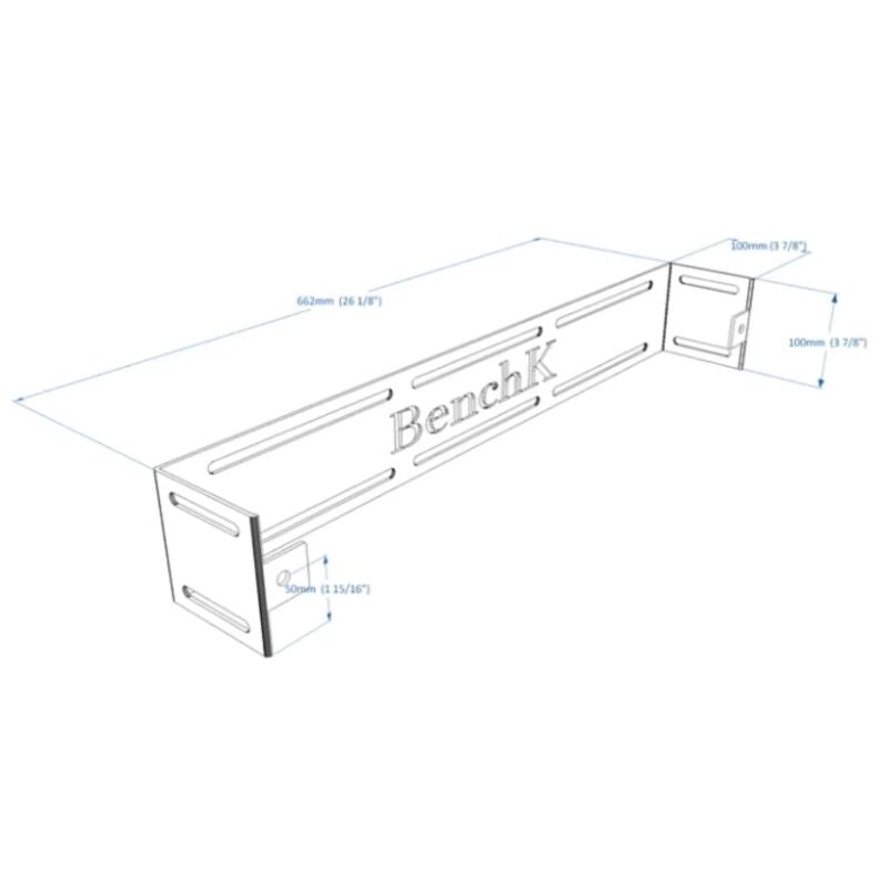 BenchK Wall Bracket for Steel Swedish Ladder in black dimensions