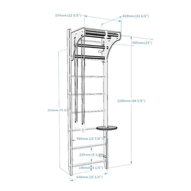 BenchK Wood Swedish Ladder Bundle Dimensions