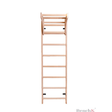 BenchK Wood Swedish Ladder with Pull Up Bar White Background Centered