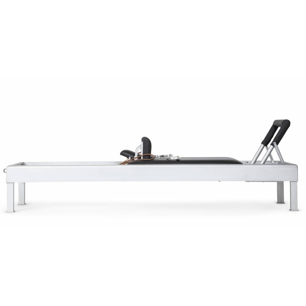 Elina Pilates Classic Aluminum Reformer black upholstery side view white background