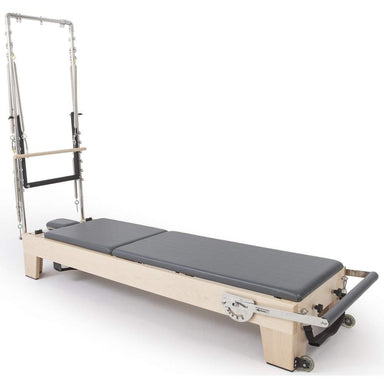 Elina Pilates Elite Wood Reformer with Tower diagonal with white background