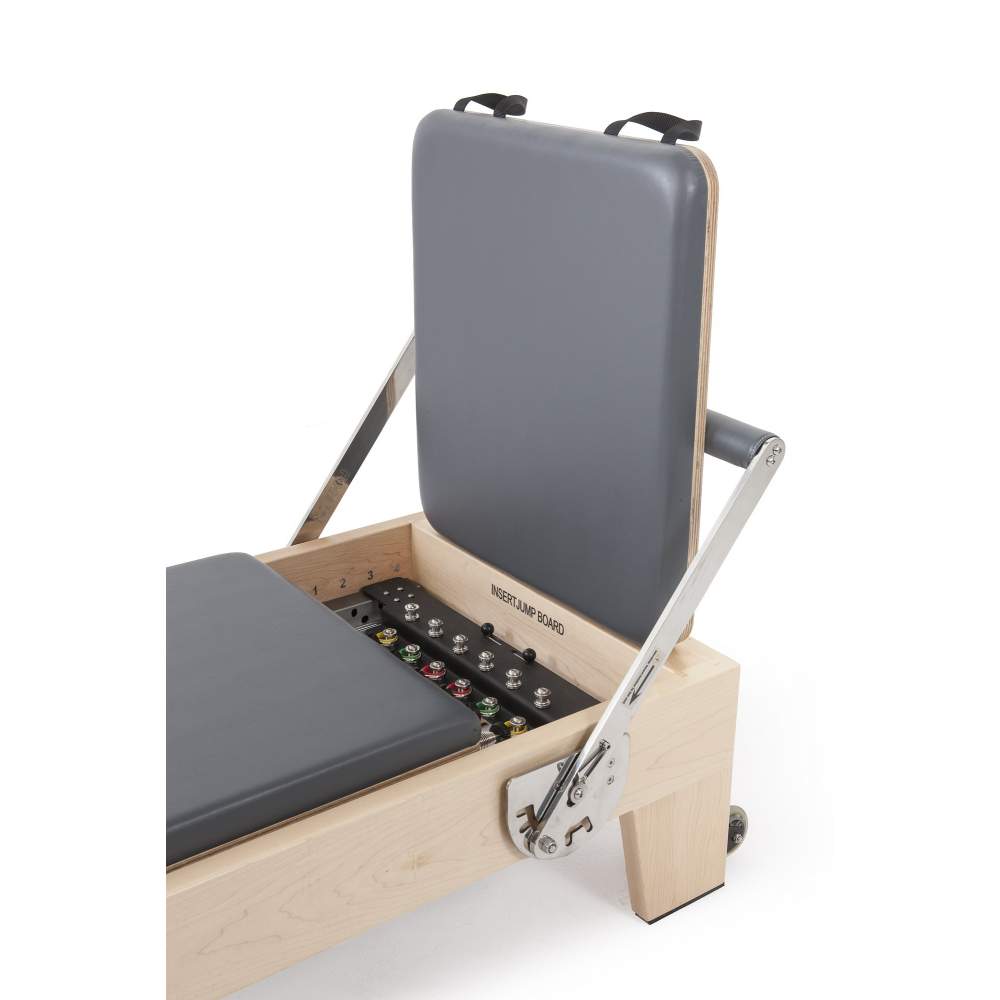 Elina Pilates elite wood reformer for pilates jumpboard grey upholstery